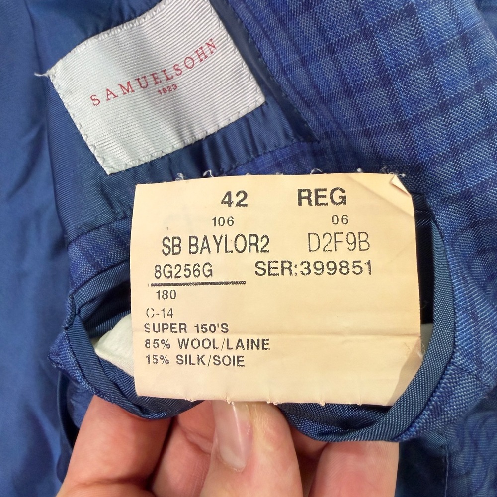 Samuelsohn Mens 42R Sport Coat Blue Colombo Icewool Silk SB Baylor 2 Blazer - Picture 8 of 13